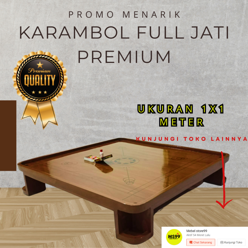 meja karambol keren kuat awet kayu pilihan jati lokal kediri jamimanan awetnya ukuran 1x1m