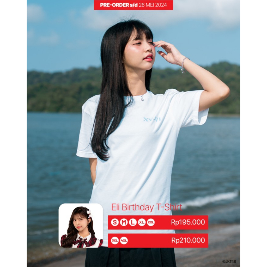 Kaos JKT48 Birthday T-Shirt Helisma Putri (Eli) 2024 - Putih