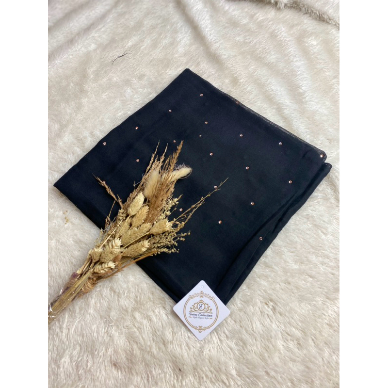 Hijab segi empat paris jadul payet swaroski rose gold//jilbab kerudung segi empat payet tabur manja