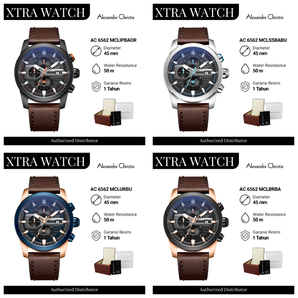 Jam Tangan Pria AC Alexandre Christie 6562 Original - Tali Kulit - Garansi Resmi 1 Tahun