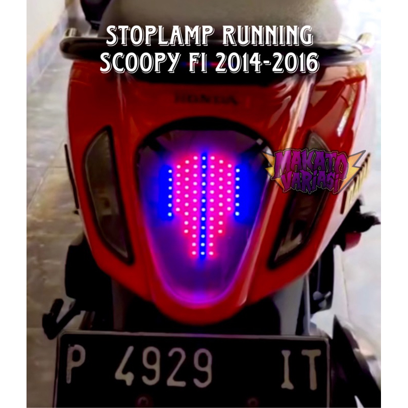 Lampu stoplamp Running rem belakang Scoopy FI tahun 2014 2015 2016 8 mode kedip otomatis
