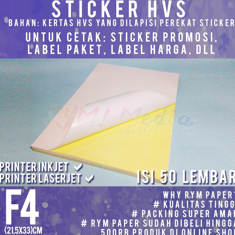 

Sticker HVS F4 isi 5 lembar Kertas Stiker Doff Matte Folio ART K6T9