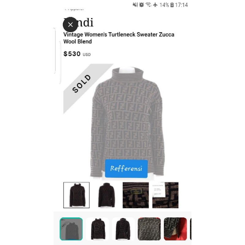 Auth preloved fendi turtle knit monogram