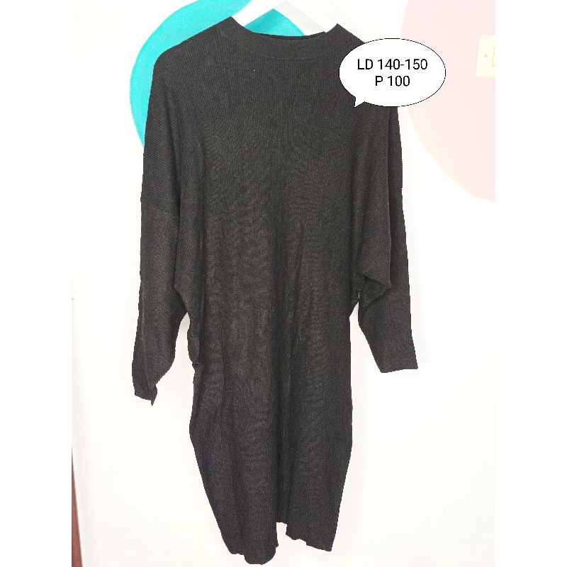 Dress rajut batwing snidel hitam