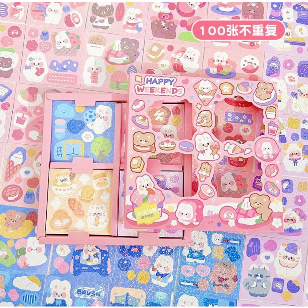 

(1 SET = 10 LEMBAR ) STICKER FANCY / STICKER AESTHETIC JOURNAL / STIKER AESTETIK JURNAL / STIKER DEKORASI KEKINIAN / STICKER MOTIF HOLOGRAM / STICKER HAPPY WEEKENDS HOLOGRAM / BEAR / BERUANG / TEDDY / KELINCI / RABBIT / BUNNY / HEWAN / ANIMAL