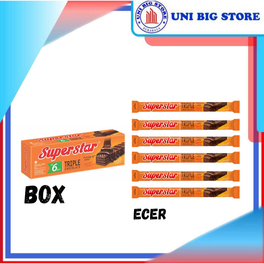 

Superstar Wafer Super Star Coklat Triple Chocolate 16 gr 6 Pc