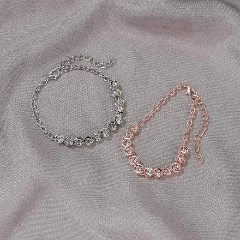 Gelang Titanium Wanita Korea Mewah Zirkon Gelang Berlian Imitasi Emas Fashion Perhiasan Aksesoris