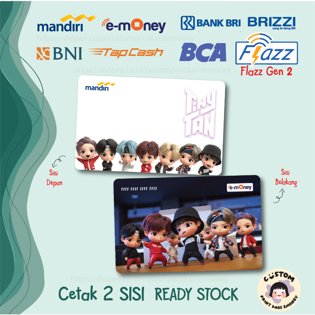 KARTU E MONEY E TOLL KPOP TINY TAN BOYBAND KOREA BTS ARMY BANGTAN MANDIRI EMONEY BNI TAPCASH BRI BRI
