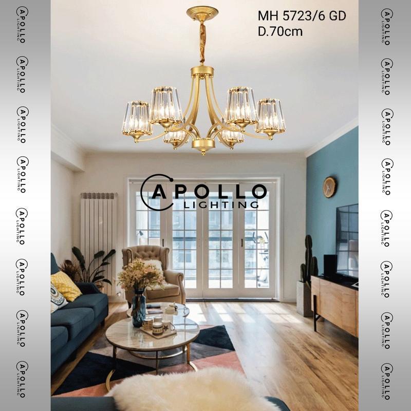 Apollo Lighting lampu Hias Gantung Gold Luxury Lampu Teras Ruang Tamu kamar LAmp cabang Klasik Elega