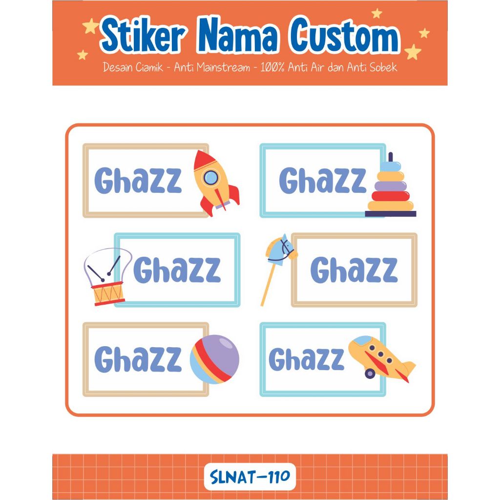 

Infinity Label Stiker Nama Anak Tas Sepatu Buku Sekolah Baju Botol SLNAT-110 Desain Anti Mainstream 2x4cm Waterproof 42pcs