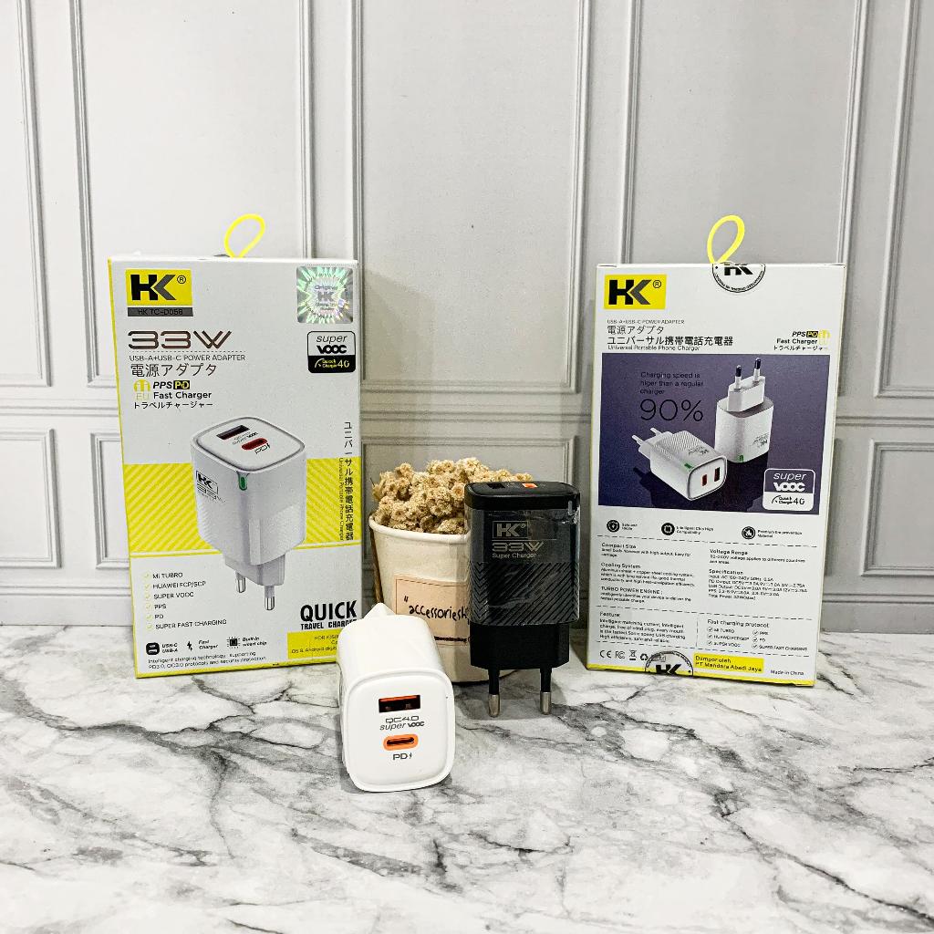 BATOK CHARGER HK D058 PD 33W SUPER VOOC / USB PORT + TYPE C