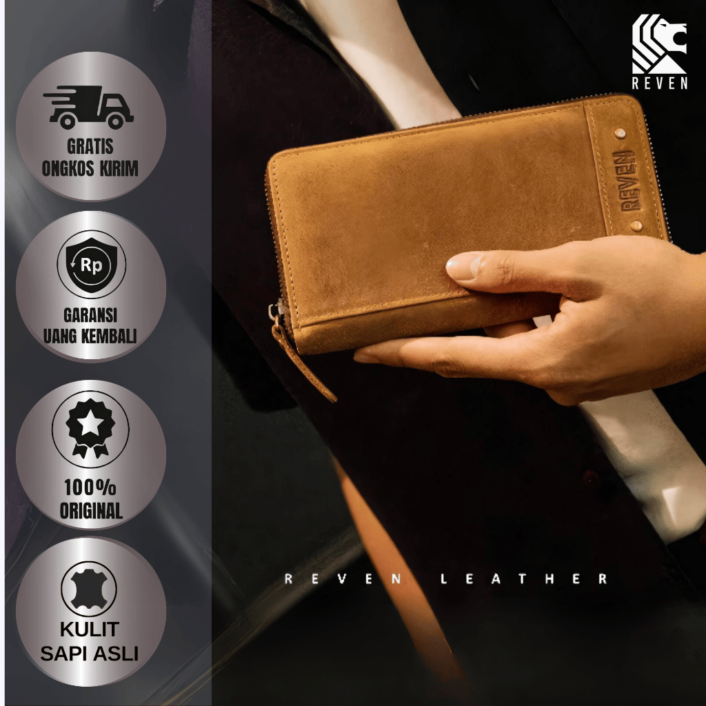 Dompet Panjang Pria Kulit Mini Pouch Cowok Kulit Asli 100% Free Box Original Branded Import Premium