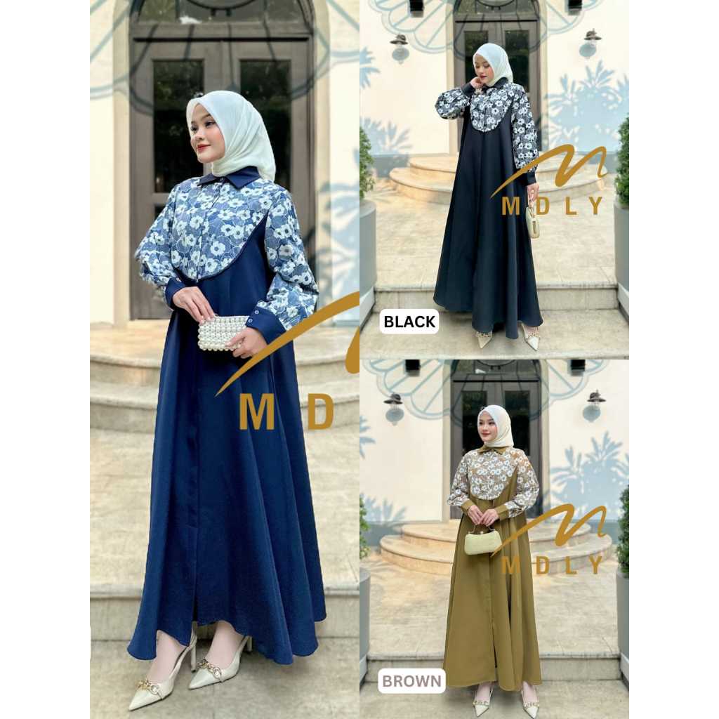 MDLY Original Terbaru Baju Dress Daily Gamis Daily wanita muslim Amona Dress By Mdly