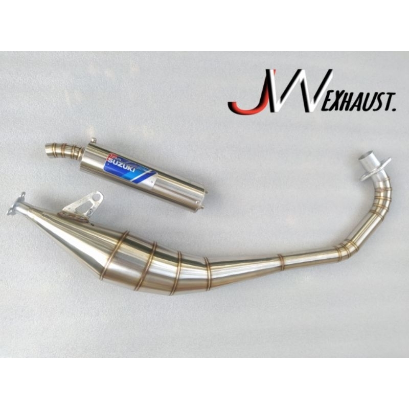 Knalpot satria hiu satria lumba kolong samping team Suzuki stenlis