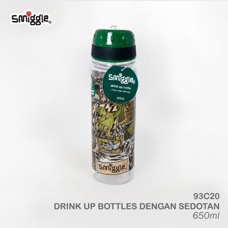 DINO HIJAU Tumbler Smiggle/Botol Minum Karakter 2002A 650 ML Sedotan Silicone