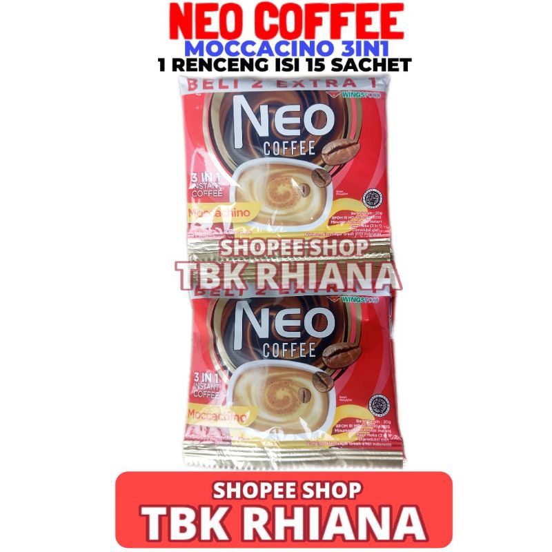 

Neo Coffee 3in1 Moccachino 1 Renceng Isi 15 Sachet 20gr