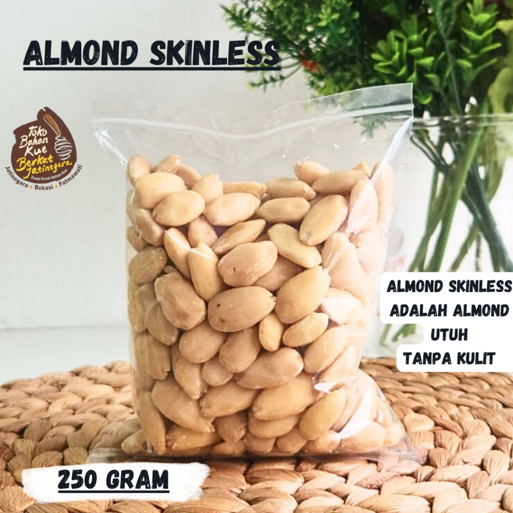

ALMOND SKINLESS / ALMOND UTUH TANPA KULIT REPACK 250 GR