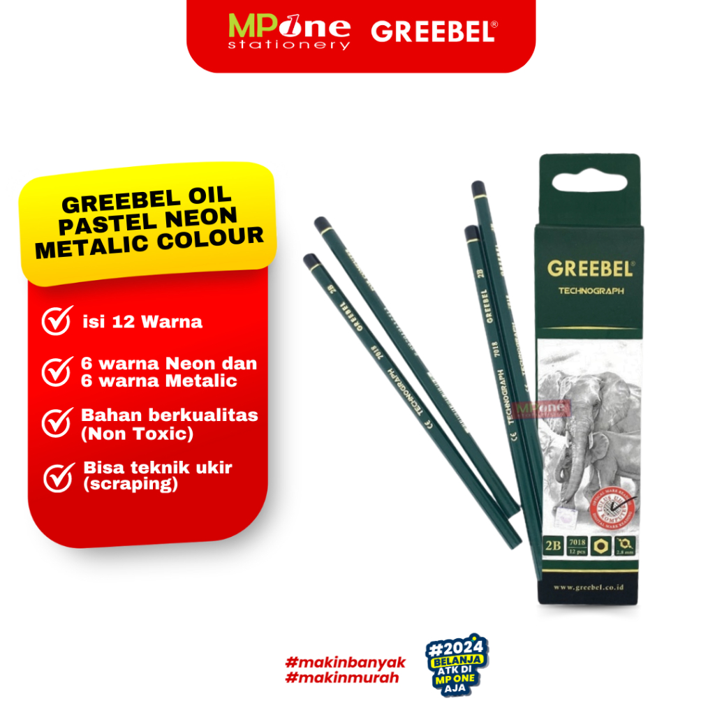 

(12 Pcs) Greebel Pensil 2B 7018 / Pensil Ujian 2B Cover Hijau / Greebel Pensil 2B 7018 isi 12PCS