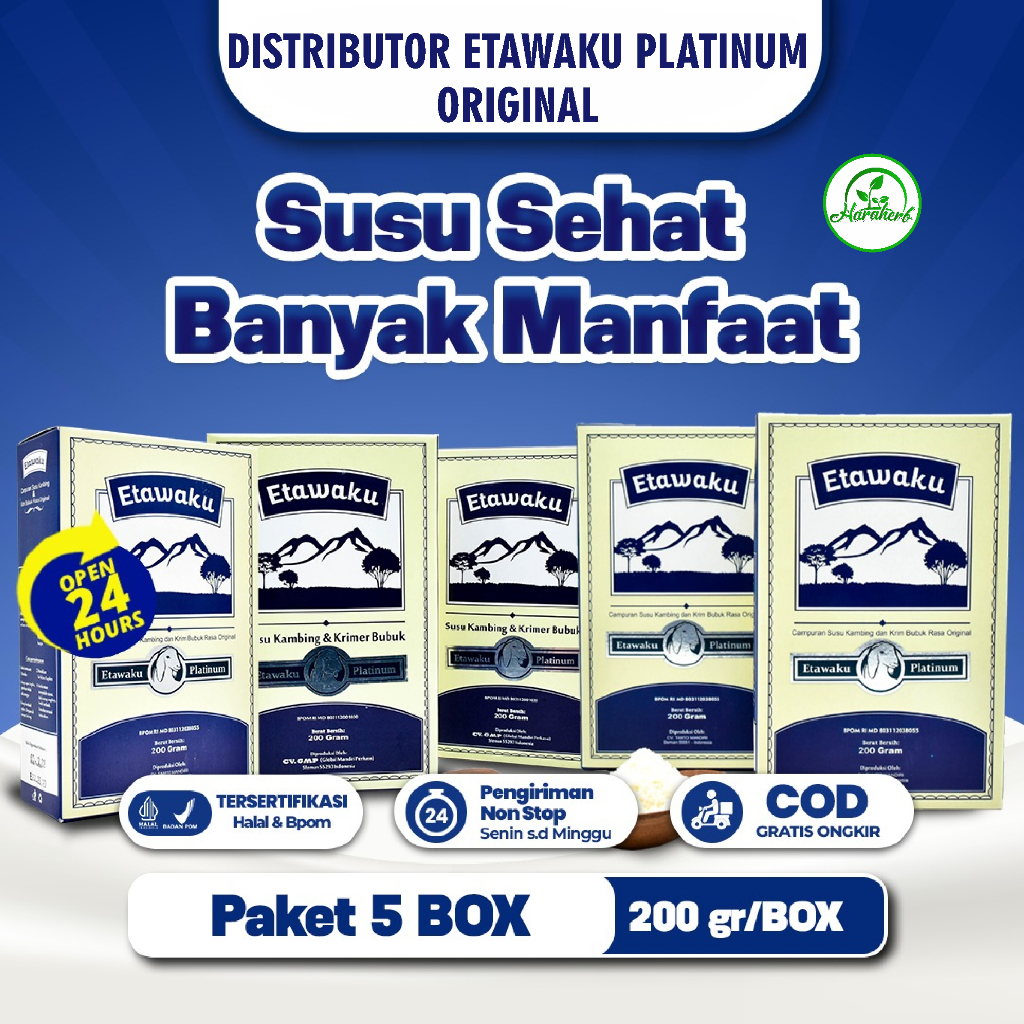 

Paket 5 Box -Susu Etawa Original Atasi Sesak Nafas Solusi Asma Krimer Bubuk Berkhasiat Tinggi