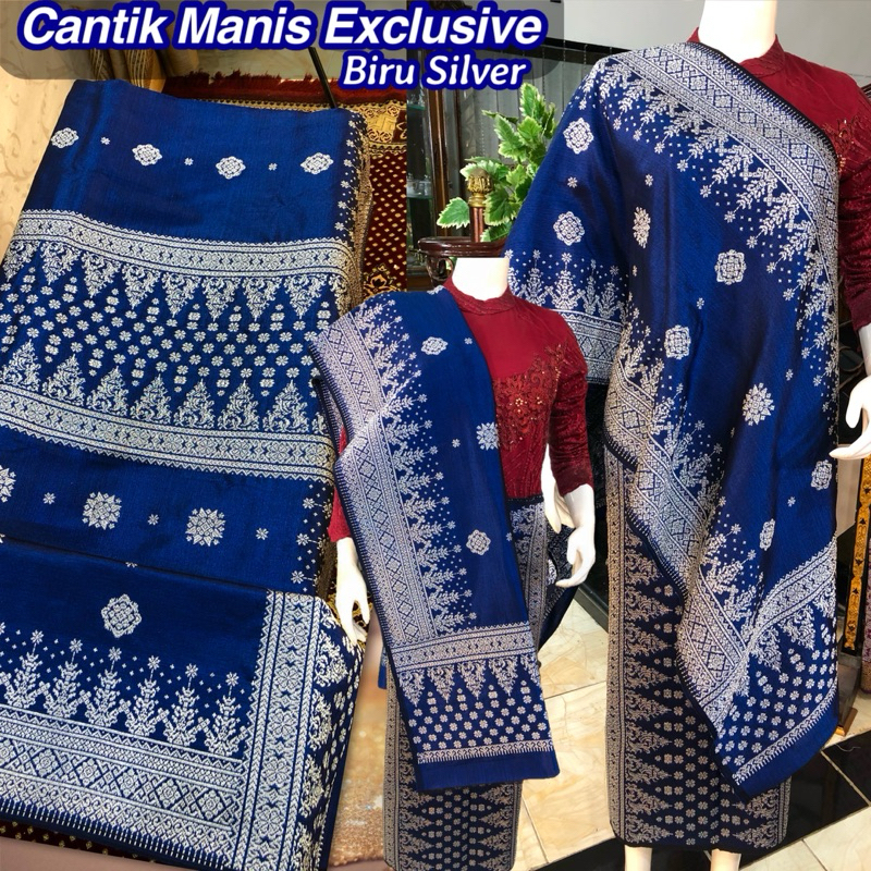 Songket Cantik Manis Exclusive Biru Silver /songket tenun asli palembang /ilham songket palembang /s