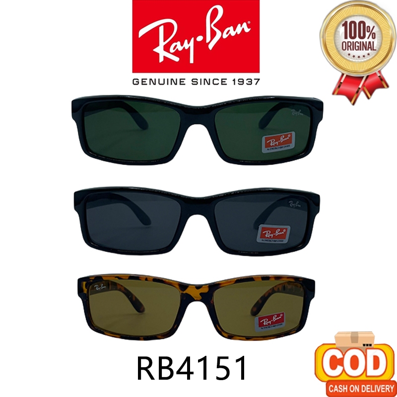 [100% Original]Ray-Ban Sunglasses Square RB4151 Global Fitting men/women Black Green Silver Gold Gre