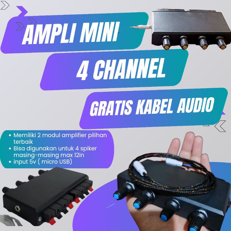 ampli mini 4 channel amplifier untuk 4 spiker