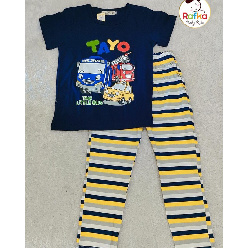 stelan cowok motif tayo