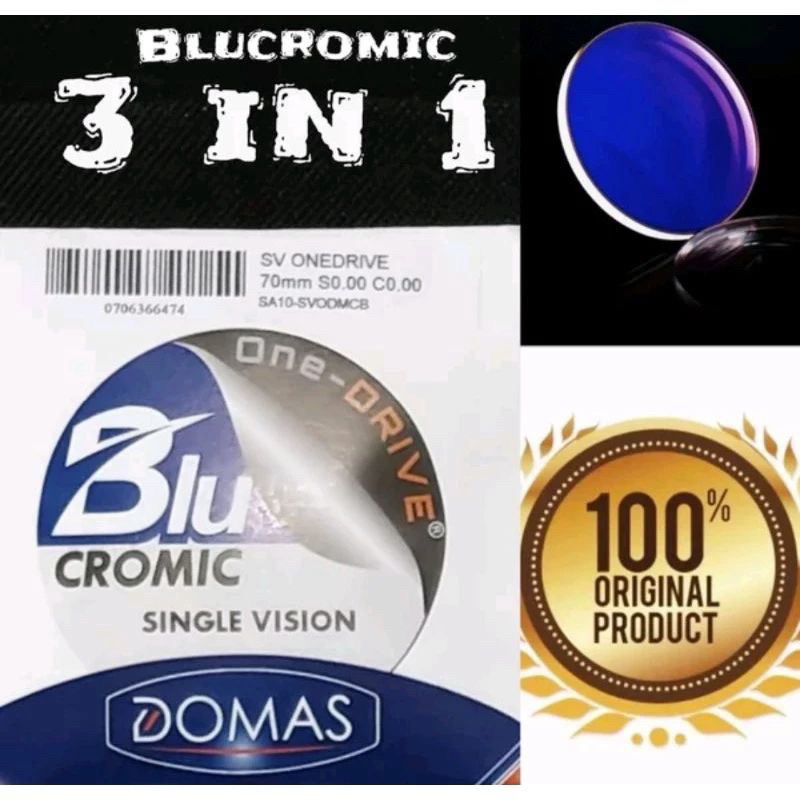 Lensa Kacamata Drive Photocromic Blueray Bluechromic SV by Domas Garansi Coating 1Thn