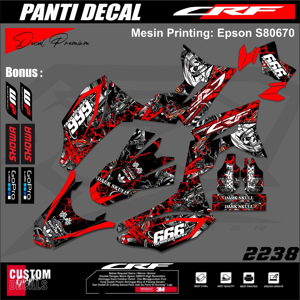 Sticker Motor Cross CRF 150 L Full Body- Skotlet sticker motor crf 150l New Desain FYP Keren