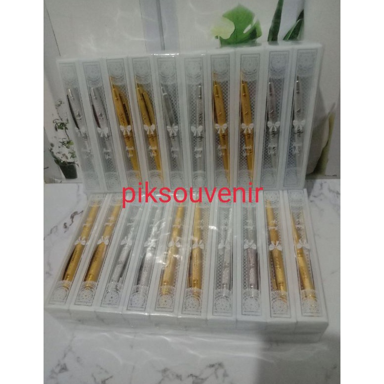 

KODE R5Q6 Isi 1 pcs Souvenir Pulpen Emas perak Kemas Mika Pulpen Gold dan Silver pen gold silver