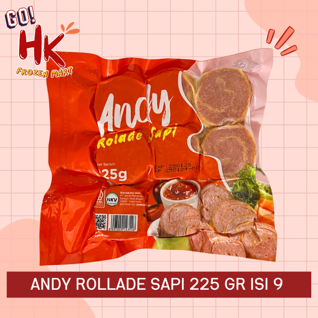 

Andy Rollade Sapi 225gr isi 9pcs | beef rolade goreng daging lapis telur andy HK Frozen Mart