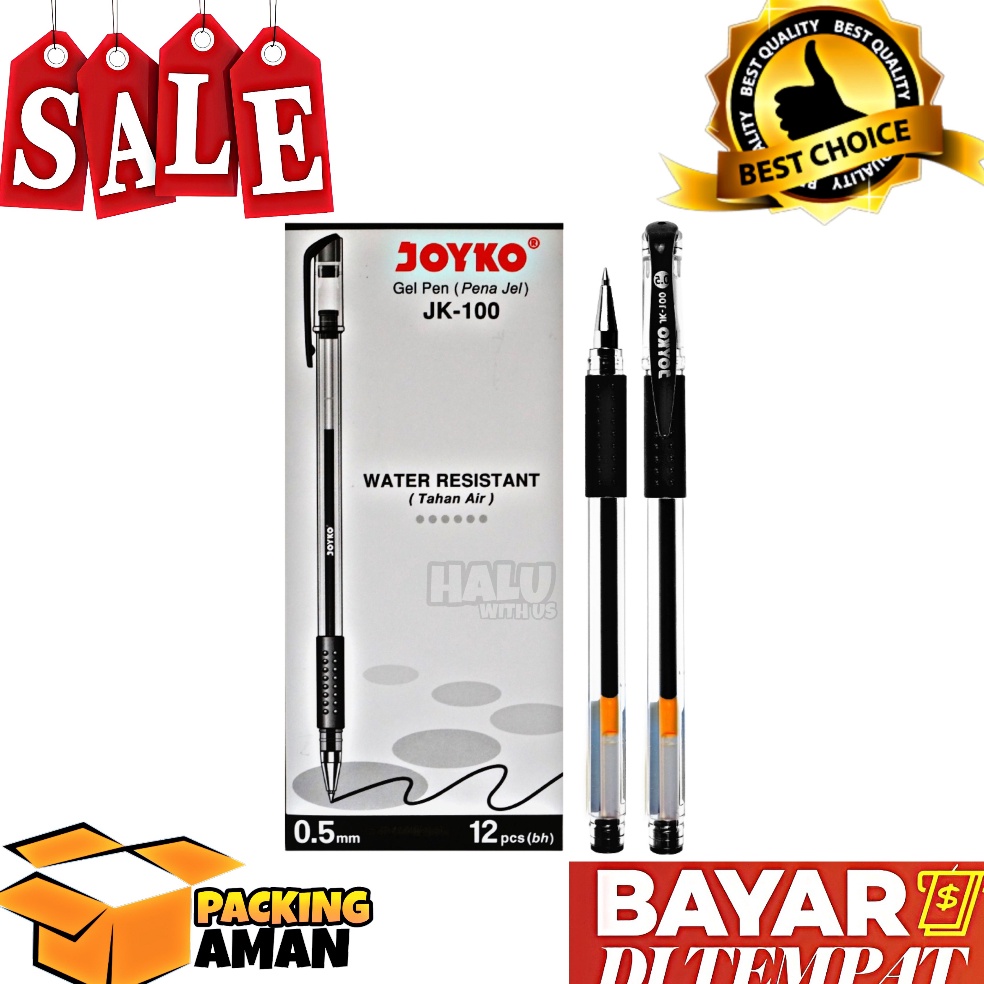 

KODE E54I BISA COD PROMO 12 Pcs Pulpen Pen Gel Joyko JK1 Warna Hitam Pena Gel Pulpen Hitam