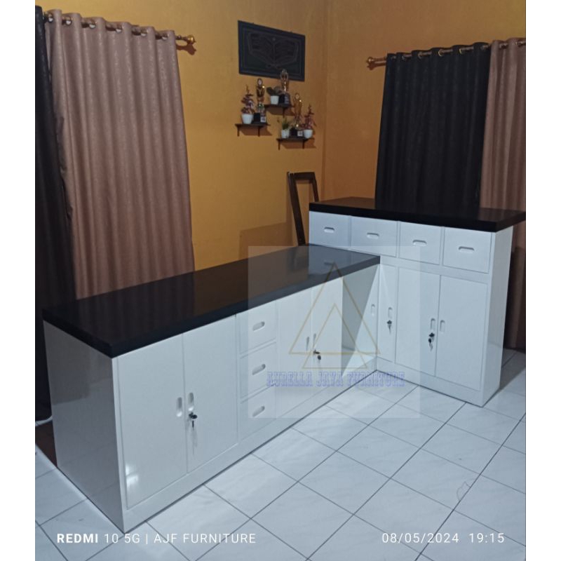 meja kitchen set murah /meja dapur minimalis putih / meja bar minimalis putih hitam