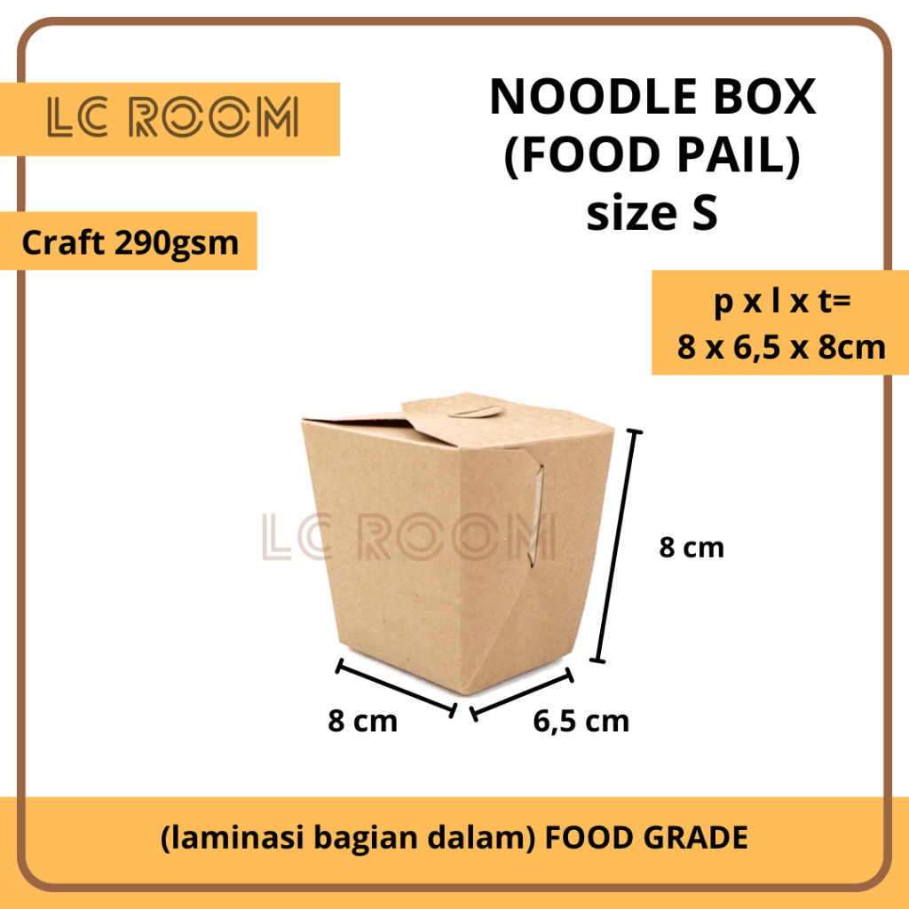 

PAPER RICE BOX CRAFT NOODLE BOX FOOD PAIL SIZE S 8 6,5 8 cm KOTAK NASI DUS BAKMI KEMASAN MAKANAN KERTAS KRAFT TAKE AWAY FOOD GRADE