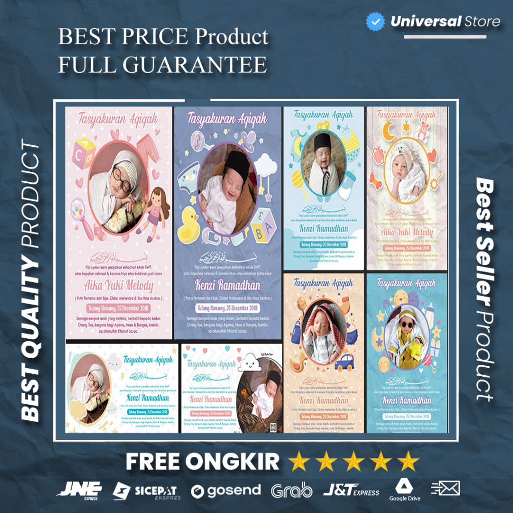 Template Undangan Syukuran Tasyakuran Aqiqah Kekinian format PSD Design Photoshop