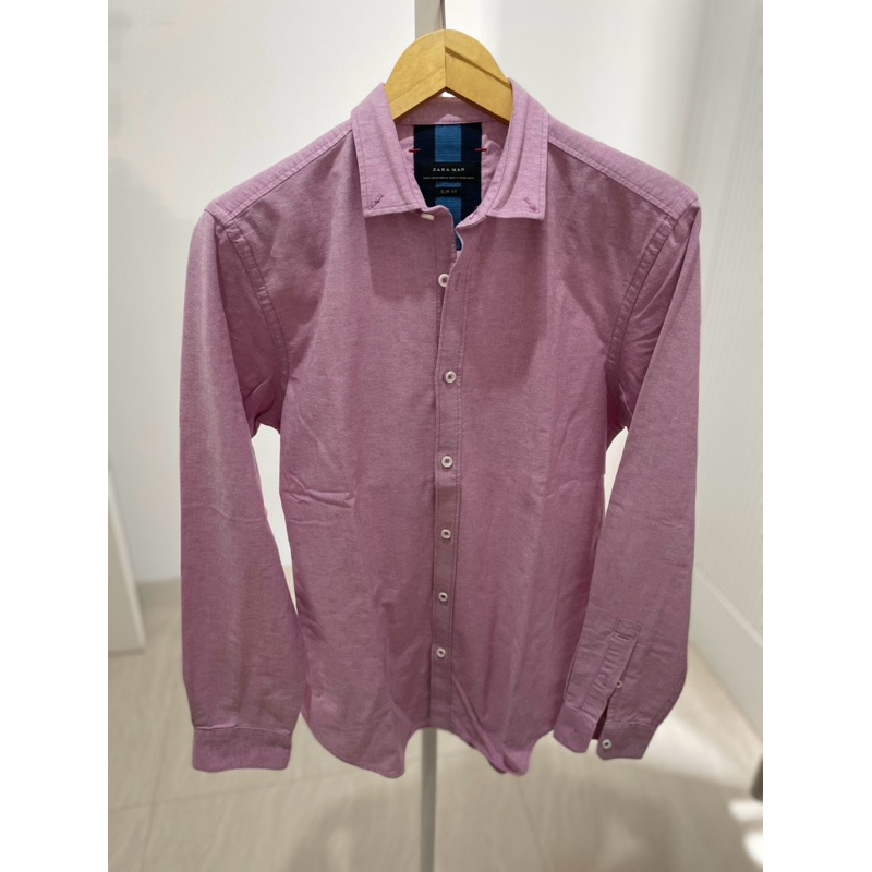 Kemeja zara pink slim fit / outfit kantor formal / zara man shirt