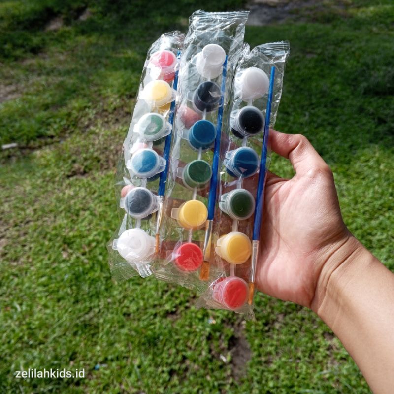 

1 set cat lukis akrilik mini / cat air set free kuas