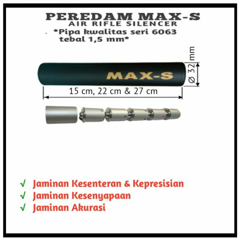 Peredam Corong Senyap & Presisi MAX-S Od 32 mm dg tebal pipa 1,5 mm