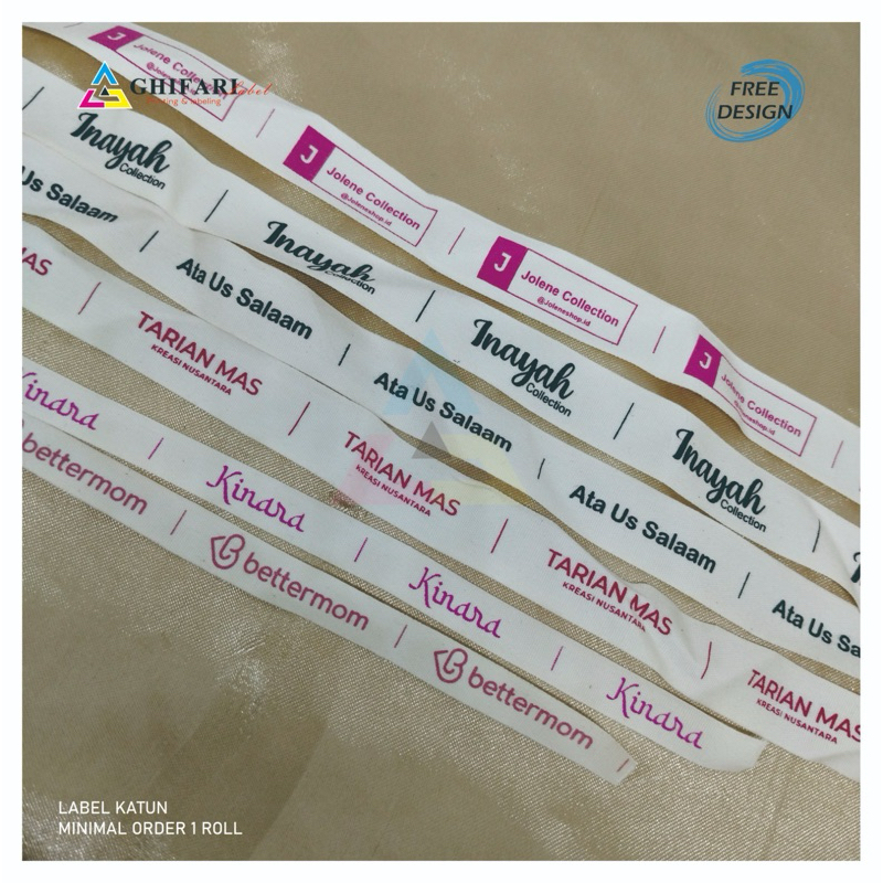 

label katun imfort ( 100 pcs FREE DESAIN ) / label hijab murah / label baju / label nama / label pitrban lembut