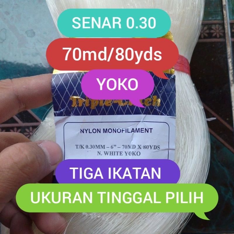 JARING IKAN MOMOI 0.30 70MD/80YDS YOKO TIGA IKATAN UKURAN TINGGAL PILIH JARING MOMOI jaring ikatan a
