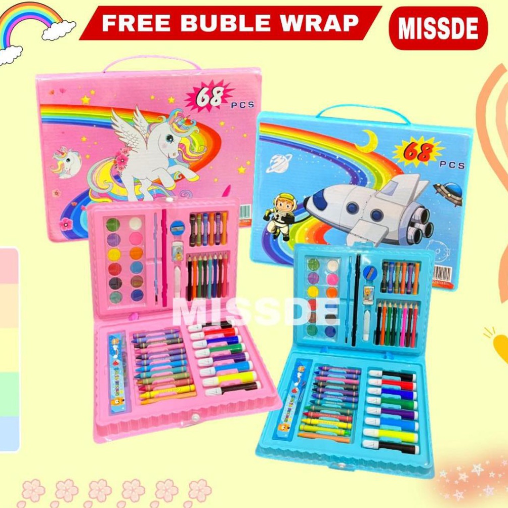 

KODE Q65T Art Set 68 pcs Crayon Set 68 pcs Drawing Set 68 pcs Set Krayon Mewarnai dan Melukis Lengkap dengan Cat Air