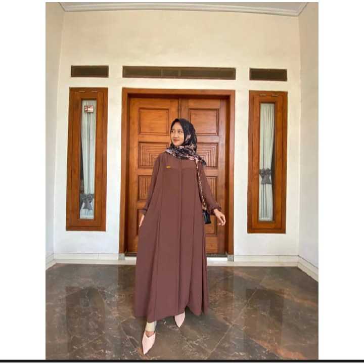 Gamis Aufa Dress gamis Polos Premium Busui Jumbo Size M - L - XL - XXL-moca