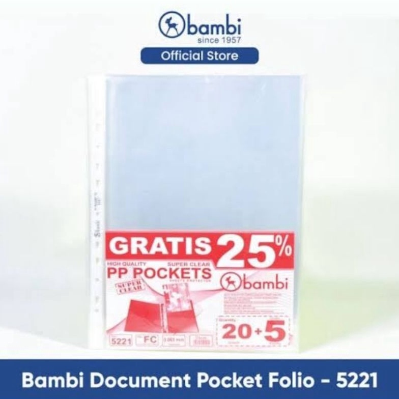 

KODE U98F Glass Clear PP Pocket Bambi Ukuran FolioA4