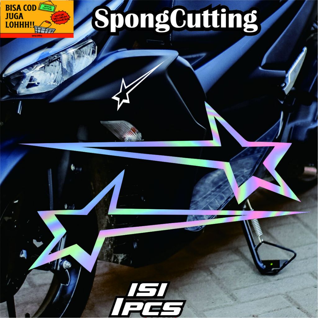 Sticker Bintang Star Racing Keren Motor Cutting Hologram Decals Motor Matic Bukan Sticker Printcut