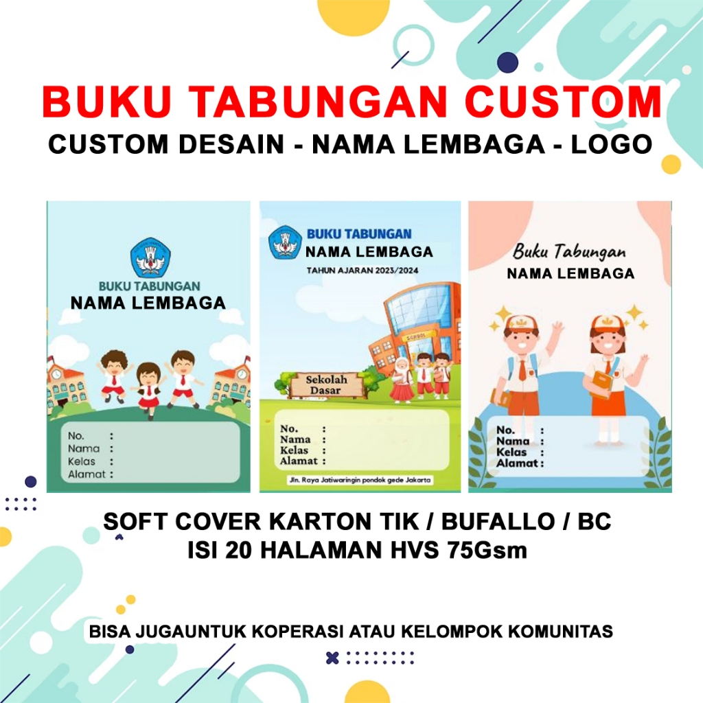

BUKU TABUNGAN CUSTOM LOGO, NAMA LEMBAGA, KOMUNITAS, TABUNGAN LEBARAN