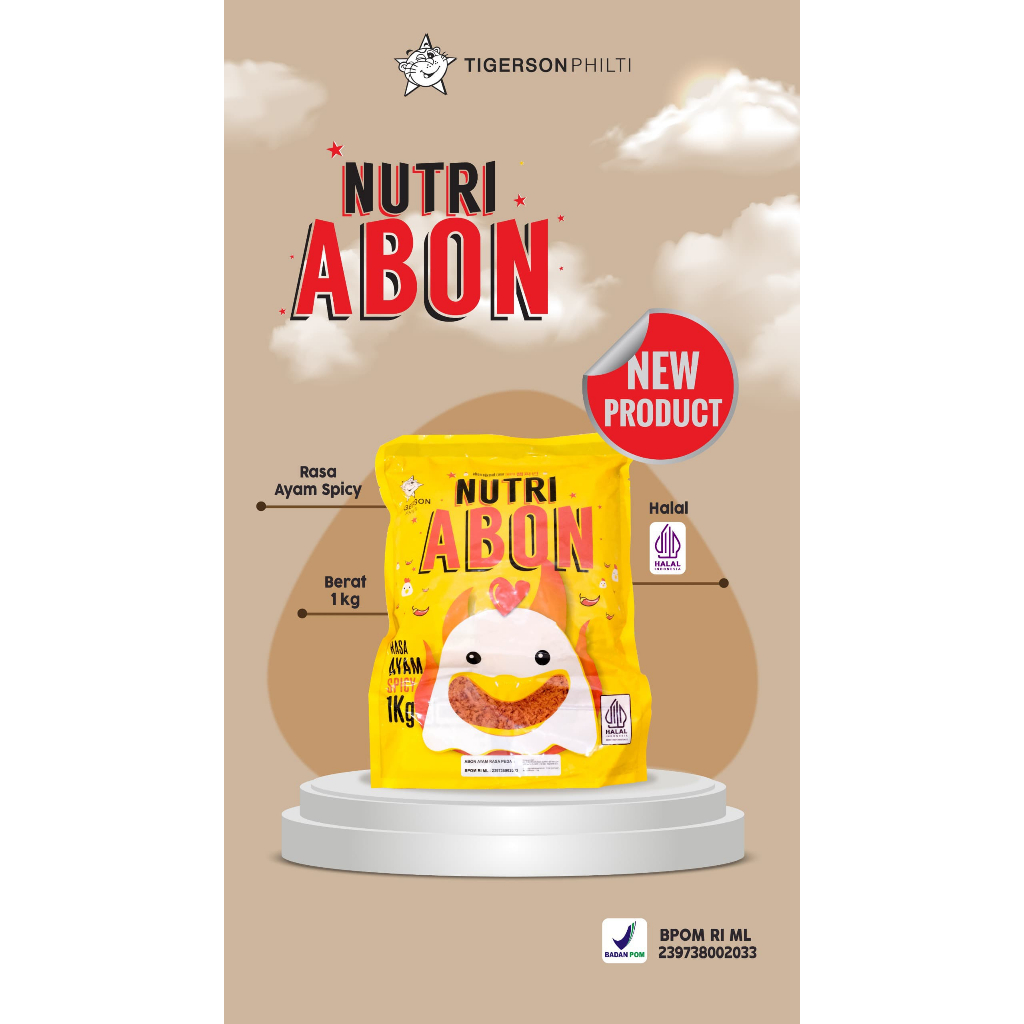 

NUTRI ABON AYAM PEDAS/SPICY KEMASAN 1KG, ENAK HALAL 100% U/ ISIAN, TOPPING DLL