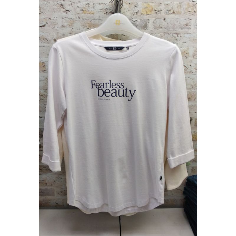 C2 OUTFITTERS | Kaos Wanita Lengan 3/4 Kaos Putih