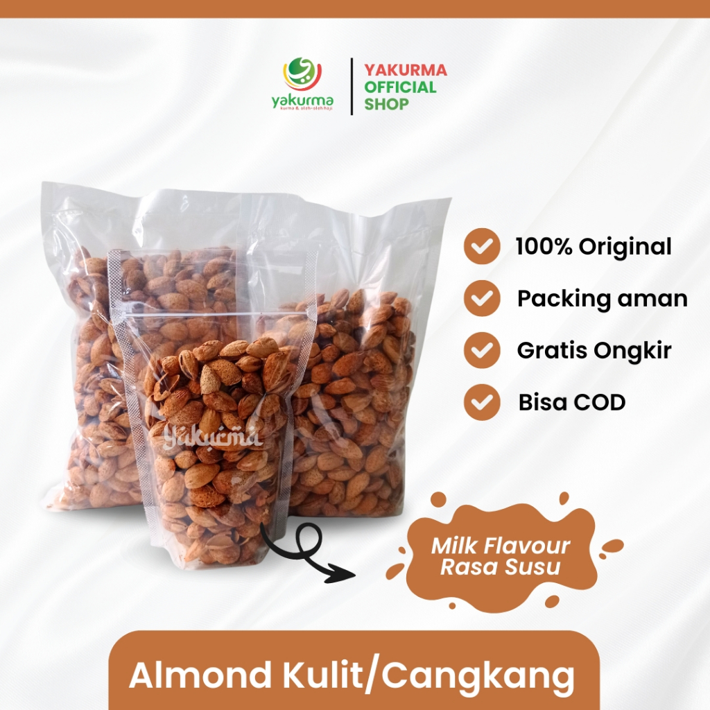 

Kacang almond cangkang/ kulit rasa susu original