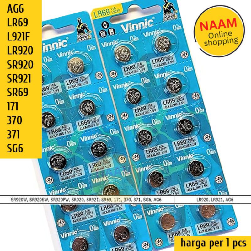 BATERAI LR69 AG6 LR921F LR920 SG6 - BATTERY LR-69 AG-6 - BATRE KANCING BUTTON CELL BATTERE LR-921 LR