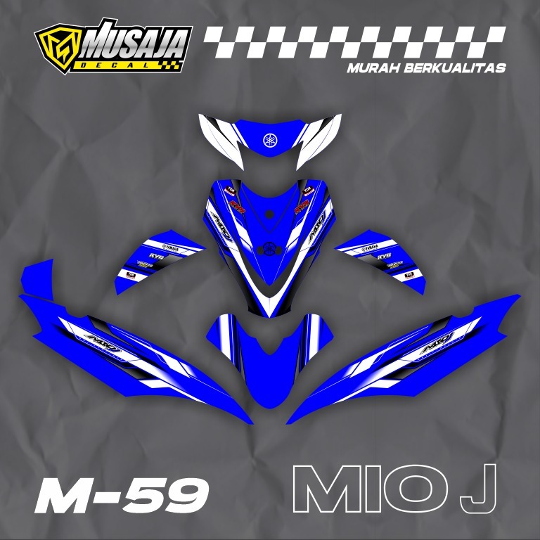 Decal stiker Mio J biru putih hitam fullbody - dekal Mio j fullbody